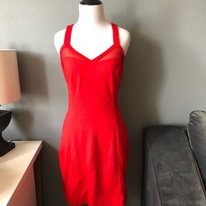 🚫SOLD🚫 EUC Express Red Mesh Cutout Bodycon Dress